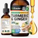 BIO KRAUTER Turmeric si Supliment de ghimbir Tinctura - Curcumina curcumina picaturi de sprijin imun - extract de ghimbir cu Pepper negru - Formula Vegan - 2 Fl.Oz.