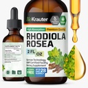 BIO KRAUTER Rhodiola Rosea Supliment lichid - Pur Rhodiola Rosea Tincture - Vegan Calmness Support - Alcool și zahăr Extract gratuit 2 Fl.Oz.