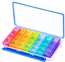 NuLeaf Pill Organizator 4 ori pe zi, Compartimente mari Portabil 7 zile 4 ori pe zi Organizator de pastile de călătorie cu umiditate-Proof Design pentru a deține vitamine, suplimente și medicamente