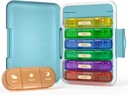 Weekly Pill Organizator 3X o zi, 7 zile Pilula cutie 3 Times, portabil pentru Pilula de călătorie caz pentru pastile / Vitamin / Fish ulei/medicatie/Supplements (3x7 Blue+Rainbow)