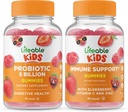 Probiotice de viață 5 miliarde de copii + Suport imunitar Copii, Gume Bundle - mare Tasting, Supliment de vitamine, Gluten gratuit, OMG gratuit, Guma de mestecat