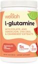 Wellah L-Glutamine Powder Pepene verde (50 Serviri) - 5g L-glutamină Per Serving, îndulcit cu Stevia