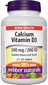 Webber Naturals Carbonat de calciu 500mg cu vitamina D3 200iu, 275 Tabs Bonus Pack
