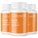 Celebraţi vitamine Suplimentul de fier cu vitamina C - 30 mg Fier, 60 mg Vitamina C, Vitamine Bariatrice pentru pacienţii cu SLW, Mâneci verticale şi Bypass gastrice Chirurgie 