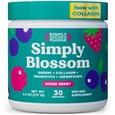 Pur și simplu Blossom Nutrition - Daily Greens & Superfood Powder + Colagen + Probiotice pentru femei Digestive Health & Bloating Relief. Ajutor pentru sănătate Bloom - 30 zile de aprovizionare