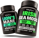 Lions Mane Mushroom + Irish Sea Moss - Brain Booster Memory & Energy + Immune Support, Joint & Tiroidal și Gut Health