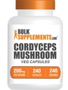 BulkSupplements.com Cordyceps Capsule ciuperci - Cordyceps Extract, din Cordyceps Sinensis - Gluten gratuit, 2000 mg echivalent Servire - 1 capsulă per Serving, 240 Veg Capsule (Pachet de 1)