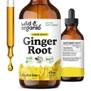 Drops extract de rădăcini de ghimbir sălbatice și organice - Suport imun și digestiv - Suplimente de ghimbir lichid - Vegan, zahăr și alcool - 4 fl oz