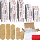 Lounsweer 2000 PC-uri tesatura Bandaje adezive Variety Pack vrac Asortate Dimensiuni flexibile Bandaje petice respirabile pentru familia de prim ajutor piele Wrap Finger Wound, Natural