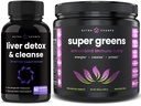 NutraChamps Ficat Cleanse Capsule de dezintoxicare și Super Greens Antioxidant Superfood pulbere Bundle