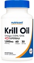 Nutricost Krill ulei 1000mg, 60 Softgels - Omega-3 EPA-DHA Krill supliment de ulei, cu Superbakrill