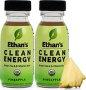 Ethan's Organic Clean Energy Shots Ananas, Sugar Free Natural Pre-Workout Focus Boost, Gluten Free, Vegan, B6 & B12 Vitamina C cu extract de ceai verde și Guayusa (2 pachet de 2 oz Shots)