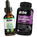 Oregano Oil Picături lichide organice și capsule de cărbune - Ulei de picături de Oregano Extract de tinctură și pastile de cărbune pentru stomac gaz curata dezintoxicare suport imunitar, Digestive Binder - Organic