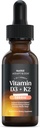 NutriRise Vitamina D3 K2 picături 5000 UI: Vitamine de imunitate, Suport pentru energie, Well-Being & Confort comun, Vegetarian, Ușor de a lua Formula lichidă pentru bărbați și femei + ulei MCT, Gluten gratuit, 1 fl oz