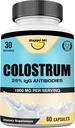Capsulele de colostrum 1000 mg per servire - SUA Sursat, 25% Imunoglobulină pentru Suport Immuno-Gut Health, 60 Capsule, 30 Servings