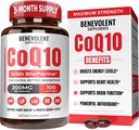 Benevolent Pure CoQ10 200 mg Softgels cu BioPerine® pentru absorbţie maximă, Coenzime Ubichinonă Q10 Supliment pentru Heart Health, Producţia de energie, Asistenţă pentru îmbătrânire sănătoasă şi antioxidant, 100 Softgels