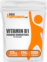 vracSupplements.com Tiamină mononitrat pulbere - vitamina B1 Pulbere, Tiamină B1 Supliment - B1 Vitamine, Gluten gratuit, 125 mg per Serving, 250g (8,8 oz) (Pachet de 1)