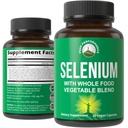 Supliment de seleniu cu amestec alimentar întreg de 25 + legume și fructe pentru absorbție maximă. Capsule pure Seleniu Vegan pentru sistem imunitar, Suport tiroidian, Heart Health, Suport Prostate. 30 de pastile