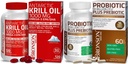 Probiotic Bronson 50 Miliarde CFU + Prebiotic cu polifenoli de mere și fructe de Ananas Extrac Antarctic ulei de krill 1000 mg cu Omega-3s EPA DHA