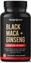 Natgrown Black Maca Root + Panax Ginseng Powder Capsule 1500 mg cu Black Peruvian Maca Root & Korean Panax Ginseng Supliment pentru bărbaţi şi femei - Pastile Vegan (120 Conte)