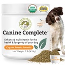 Wholistic Pet Organics Canine Complete - Dog Multivitamine Powder - 1 Lb - Daily Dog Vitamine și Suplimente pentru alimente de casă - Sistem imunitar, Piele, Haină & Sănătate generală - Rasă mică și mare