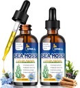 Organic Sea Moss picături, 11 în 1 Black Seed Oil & Irish Liquid Sea Moss Gel Ashwagandha Brodock Root, Spirulina, Bladderwrack, Elderberry pentru Digestion, Imunitate, Skin Health, Non-GMO - 4 Fl Oz