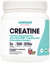 Nutricost Creatina pulbere monohidrat pentru femei, Micronizat, Limonadă de căpșuni, 100 Serviri - Vegetarian, Non-GMO, Gluten gratuit