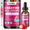 Creatine HCL Picături lichide pentru bărbați și femei, Creatine Hydrochloride cu L-Carnitină, L-Glutamină, BCAA, Vitamina B12 și B6 pentru creșterea musculară, Promovarea energiei și recuperare-Vegan, Aroma de căpșuni, 2 Fl Oz
