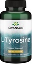 Swanson L-Tyrosine - Amino Acid Supliment promovarea suport de stres, Cognitive Function, si Claritatea mentala - Ajuta la sustinerea sanatatii cerebrale globale - (100 capsule, 500 mg fiecare)
