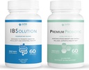 IBSolution Gut Health Bundle - All Natural Gut Health Support & Premium Probiotices w/ 40 Miliarde CFU pentru susținerea Bowels neregulate, Blooting, Constipație, Gaz, Durere abdominală - 2 Pack (120 Capace)