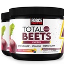 Force FACTOR Total Beets Energetic Drink Mix 2-Pack, Superfood Beet Root Powder, Nitrates to Boost Energy, Support Circulation, Blood Flow, Nitrogen oxid și rezistență, Heart Health Supplement, 60 Servings