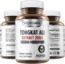Vegan Labs Tongkat Ali 200:1 Extract, 1200MG Per Servings- 180 Capsule Vegane- Suportă energie și rezistență- Gluten gratuit, non-GMO Premium Quality Supplement