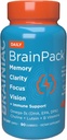 Brainiac Daily BrainPack Gummies, Susţine sănătatea creierului cu Omega 3 DHA EPA DPA, Choline, B6 & B12 şi lutein pentru sănătatea ochilor cu suport imun, Citrus Berry Flavor, 90 ct