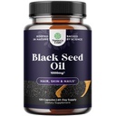 Capsule de ulei negru presat la rece - Vegan Nigella Sativa Black Cumin capsule de ulei de semințe cu Omega 3 6 9 Antioxidanți și Thymochinonă pentru creșterea părului Suport imun Sănătate comun și digestia
