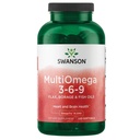 Swanson MultiOmega 3-6-9 - Non-GMO Flax, Borage & Capsule de ulei de pește - Acidi grași esențiali care susțin sănătatea cardiovasculară și sănătatea creierului - (220 Softgels, 2400mg Servire)