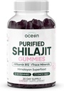 Organics Ocean Shilajit pentru bărbați și femei - Suplimentul natural cu vitamina B12, crom și seleniu pentru combaterea vârstei, energie, sprijin hormon și mai mult - 60 Gume Shilajit