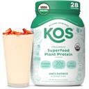KOS Vegan praf de proteine, nearomate și neîndulcite - scăzut Carb Proteina de Pea Blend, Superfood organic bogat în vitamine și minerale - Keto, soia, lactate gratuit - Înlocuirea mesei pentru femei și bărbați - 28 Serviri