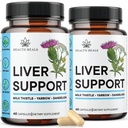 Ficat Curățare & Reparație Formula - Herbal Liver Supplement with Milk Thistle Dandelion Root Turmeric, Extract de Anghinare pentru Sănătatea Ficatului - 120 Conte