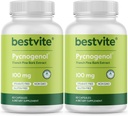 BESTVITE Pycnogenol 100mg (120 capsule) (60x2) - Extract de scoarță de pin maritim francez - Fără Stearete - Gluten gratuit - NeMG