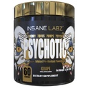 Insane Labz Psychotic Gold, High Stimulant Pre Workout Powder, Extreme Lasting Energy, Pompe și Endurance with Beta Alanine, DMAE Bitartrate, NO Booster (60 Servings, Grape)
