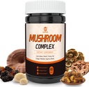 Complex suplimentar de ciuperci, Lions Mane, Reishi, Turcia Coada, Chaga, Maitake, Agaricus, 6 mare putere Organic Mushroom pentru energie, Focus, Memory & Immune System Support
