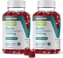 Gume Biotin Viteey pentru păr, piele, și unghii 10.000mcg - Zahăr gratuit - Gume de creștere a părului, Skin Healthy luminos, puternic de creștere a unghiilor sănătoase - Vegan, gluten gratuit, Gelatină gratuit- gustos aroma Berry