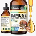 BIO KRAUTER Suport imun Suplimentul pentru ciuperci - Lions Mane, Shiitake, Turcia Coada, Reishi, Chaga & Maitake Extract lichid - Complex de ciuperci Tinctură - Picături Vegan 4 Fl.Oz.