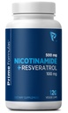 Nicotinamida 500 mg cu Resveratrol 100 mg 120 Capsule vegetale - non-GMO Vitamina B3, susţine sănătatea metabolică, NAD+, producţia de celule cutanate şi de energie mitocondrială. Made in USA for Men and Women