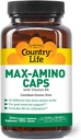 Country Life Maxi-Amino cu 16 Free Form Amino Acids, 180 Capsule vegetariene, Certified Gluten Free, Certified Vegetarian