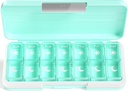 Zoksi Am Pm Pill Organizator 7 zi, Săptămânal Pilula Box 2 ori pe zi, Medicina Pilula Organizator cu Compartiment separat, Pastile de călătorie Case Dispenser portabil pentru vitamine, uleiuri de pește, medicamente (Green)