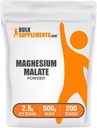 BulkSupplements.com Pulbere de malat de magneziu - Suplimente de magneziu, Bioavailabilitate ridicată - Fără aromă și gluten, 2,5g per Serving, 500g (1.1 lbs) (Pachet de 1)