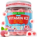 Vitamina K2 Gummies MK-7 200 mcg & MK-4 500 mcg pentru femei și bărbați Zahăr gratuit, perfect 2-IN-1 Spectrum complet Vitamina K2 Supliment pentru oase, El-art, Promovează Absorbția de calciu, creier, dinți, imun,1Pack
