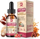 Ciupercă complex lichid picătură, 8 în 1 Lions Mane Mushroom Supliment cu Irish Sea Moss, Chaga, Turcia Coarda, Cordyceps & More pentru creier, Focus, Cognitive & Immune Support, Vegan, Strawberry Flavor,60mL