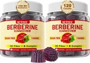 NEVASS Berberine Supliment 1500mg, AMPK Activator cu 3G Fibră prebiotică, B1 B3 B6, Berberine HCL fără zahăr Gume pentru femei și bărbați - Suporturi Sistem imunitar, Digestiv, 2pack 120 Cts